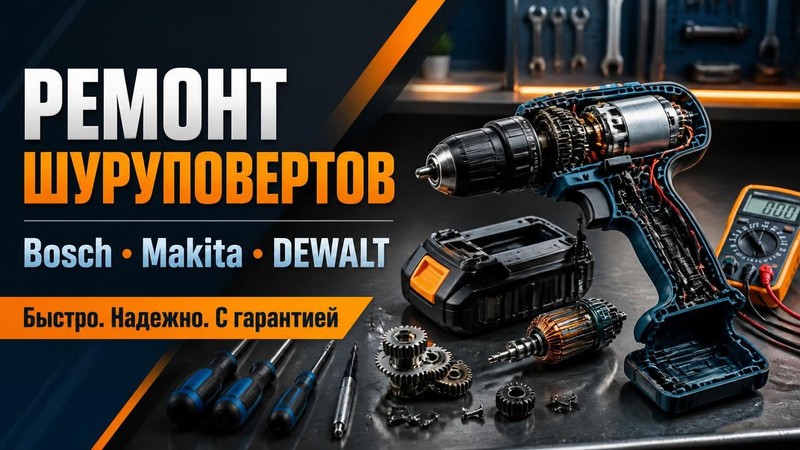 Ремонт шуруповертов Bosch, Makita, DEWALT