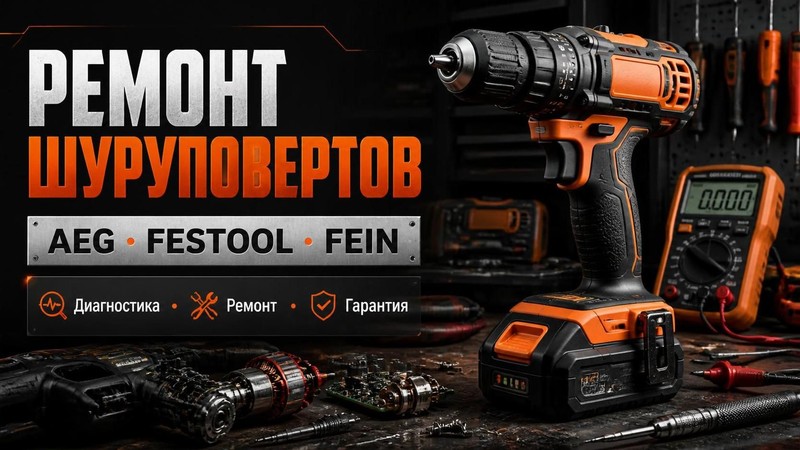 Ремонт шуруповертов AEG, FESTOOL, FEIN