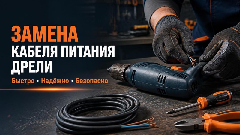 Замена кабеля питания дрели