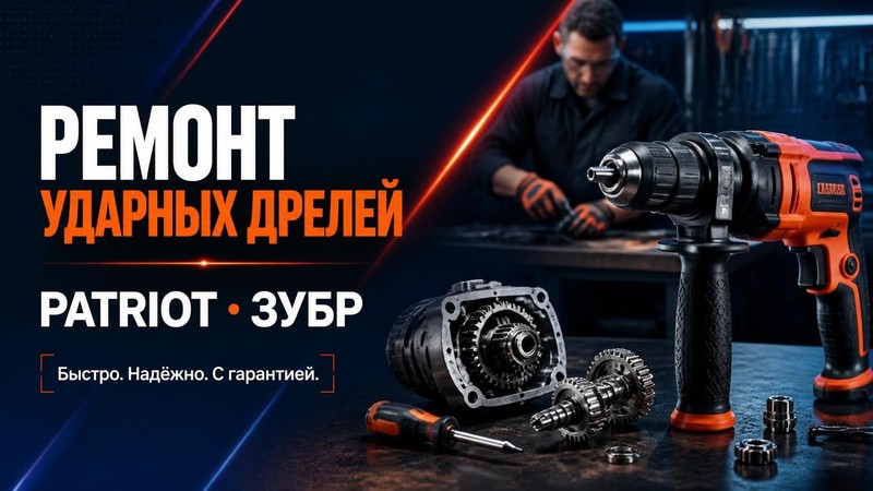 Ремонт ударных дрелей PATRIOT, ЗУБР