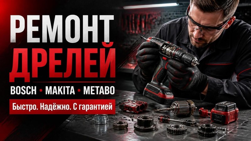 Ремонт дрелей Bosch, Makita, METABO