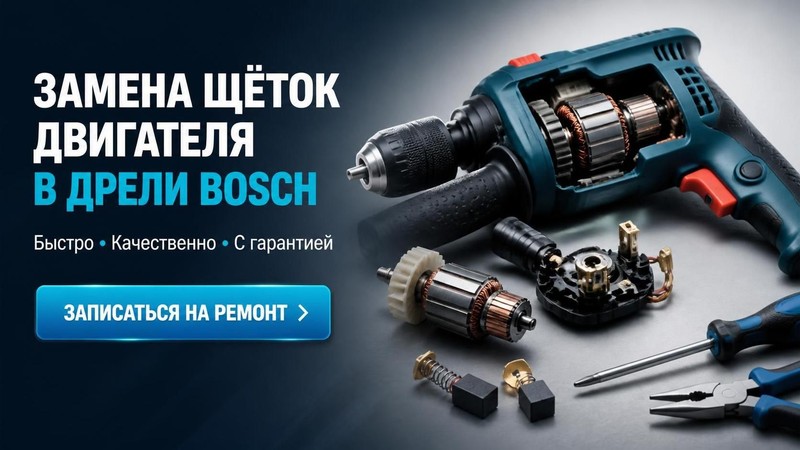 Замена щёток двигателя в дрели Бош