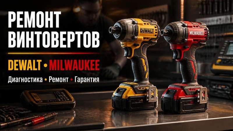 Ремонт винтовертов DEWALT, MILWAUKEE