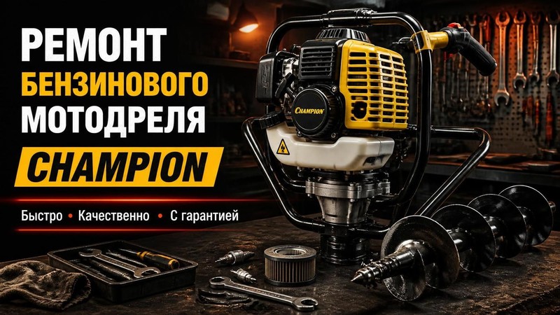 Ремонт бензинового мотодреля CHAMPION