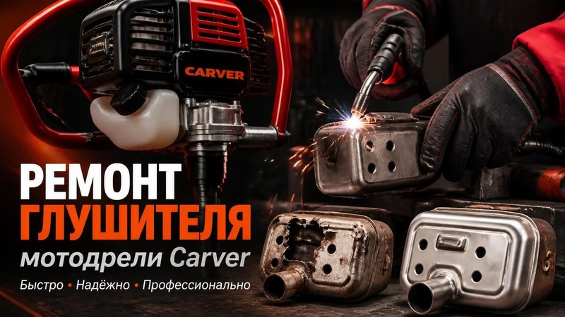Ремонт глушителя мотодреля Carver