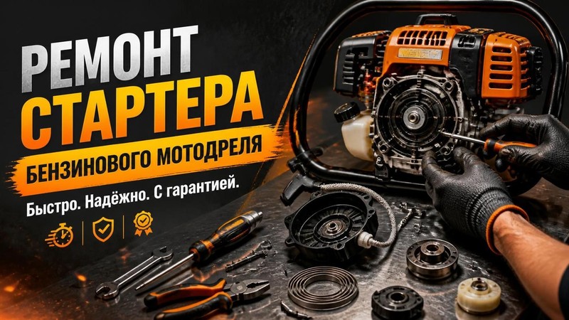 Ремонт стартера бензинового мотодреля