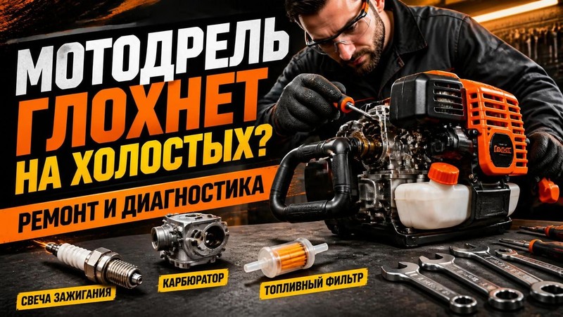 Мотодрель глохнет на холостых: ремонт