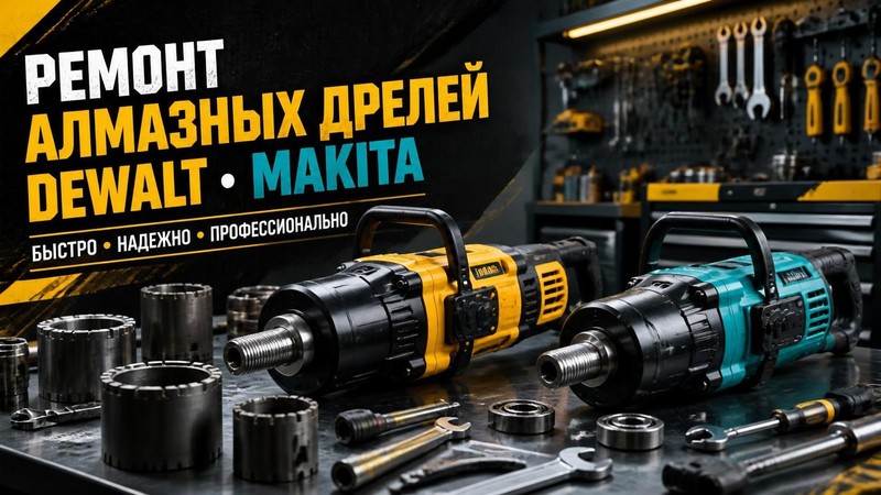 Ремонт алмазных дрелей DEWALT, Makita