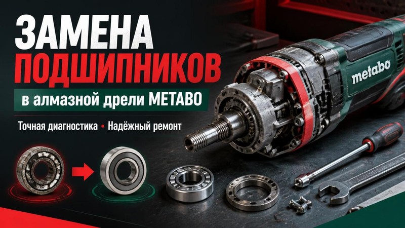 Замена подшипников в алмазной дрели METABO