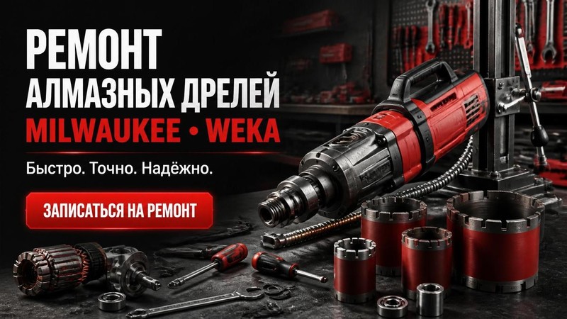 Ремонт алмазных дрелей MILWAUKEE, WEKA