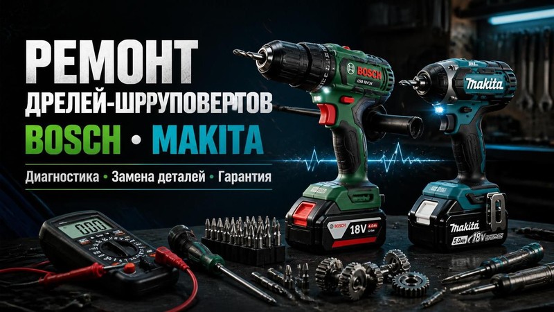 Ремонт дрелей-шуруповертов Bosch, Makita