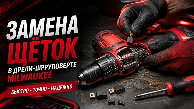 Замена щёток в дрели-шуруповерте MILWAUKEE