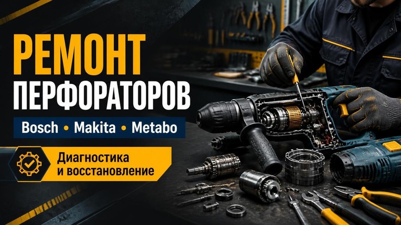Ремонт перфораторов Bosch, Makita, Metabo
