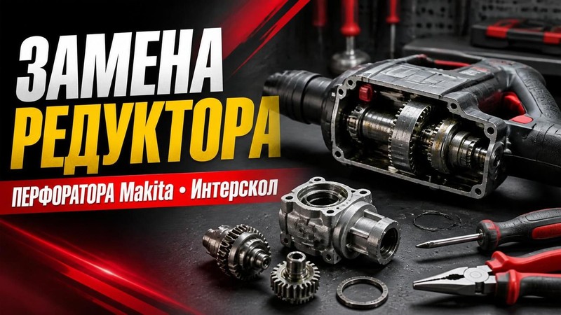Замена редуктора перфоратора Makita, Интерскол