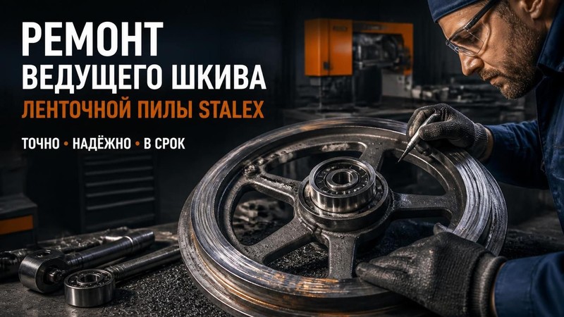 Ремонт ведущего шкива ленточной пилы Stalex