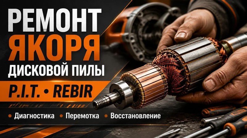 Ремонт якоря дисковой пилы P.I.T., REBIR