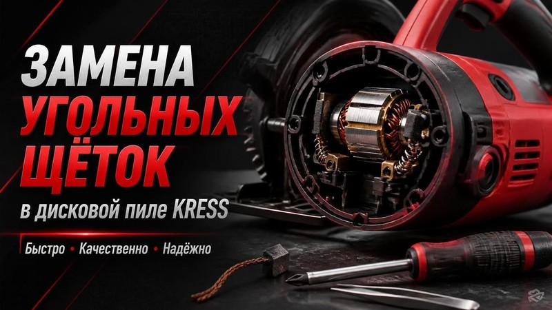 Замена угольных щёток в дисковой пиле KRESS