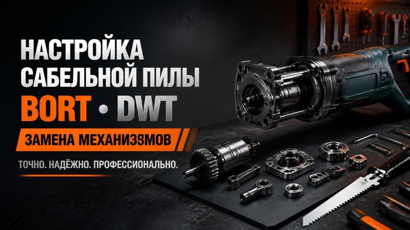 Настройка сабельной пилы BORT, DWT: замена механизмов