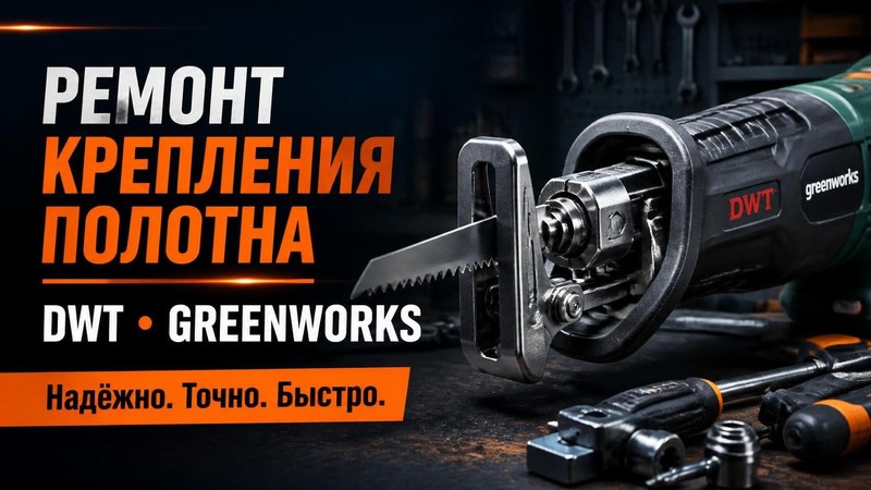 Ремонт крепления полотна сабельной пилы DWT, Greenworks