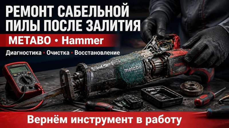 Ремонт сабельной пилы после залития METABO, Hammer