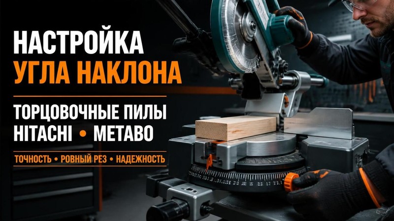 Настройка угла наклона торцовочной пилы Hitachi, METABO