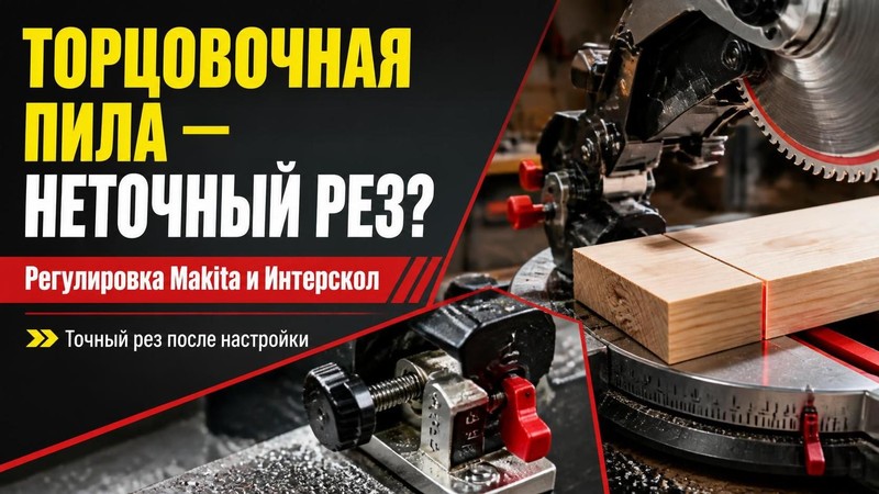Торцовочная пила неточный рез: регулировка Makita, Интерскол