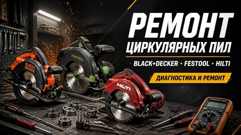 Ремонт циркулярных пил BLACK+DECKER, FESTOOL, HILTI