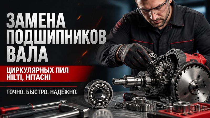Замена подшипников вала циркулярной пилы Hilti, Hitachi