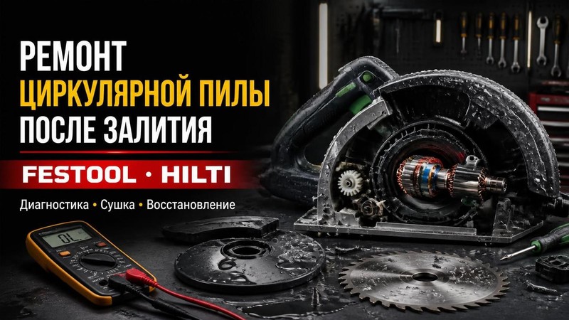 Ремонт циркулярной пилы после залития FESTOOL, HILTI