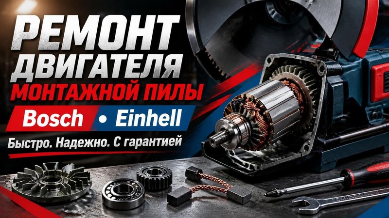 Ремонт двигателя монтажной пилы Bosch, Einhell