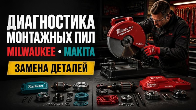 Диагностика монтажной пилы MILWAUKEE, Makita: замена деталей