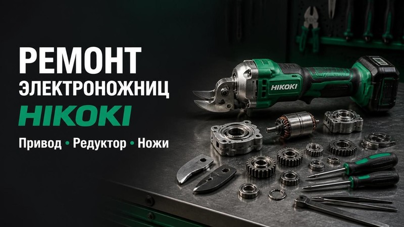 Ремонт электроножниц HIKOKI: привод, редуктор, ножи