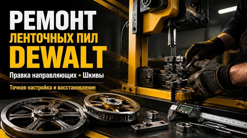 Ремонт ленточных пил DEWALT: правка направляющих, шкивы