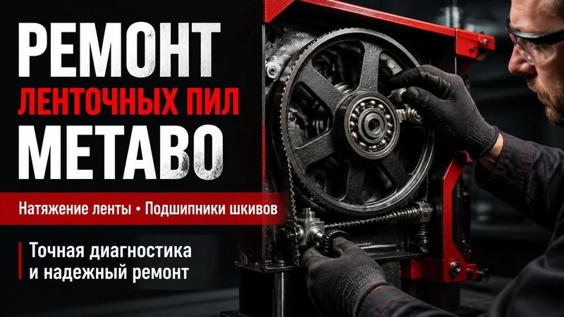 Ремонт ленточных пил METABO: натяжение ленты, подшипники шкивов