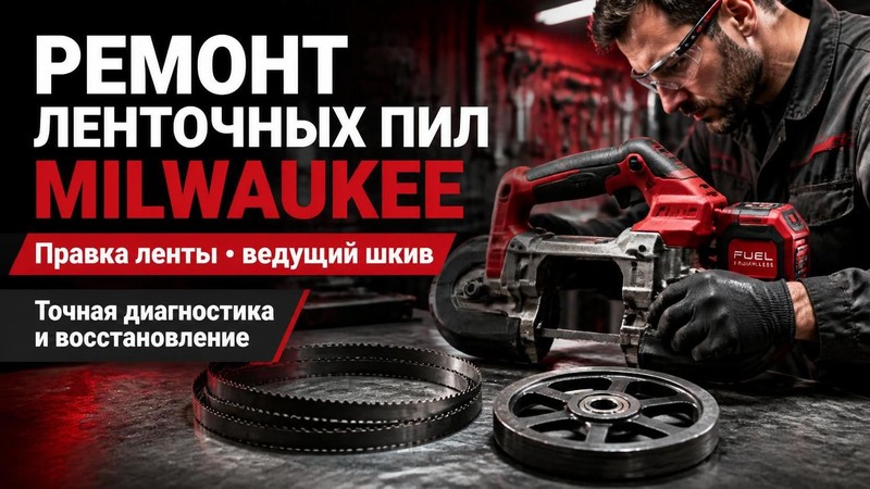 Ремонт ленточных пил MILWAUKEE: правка ленты, ведущий шкив