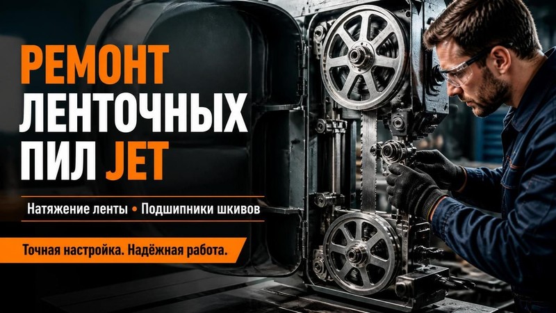 Ремонт ленточных пил Jet: натяжение ленты, подшипники шкивов