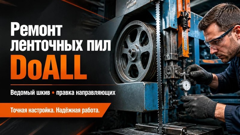 Ремонт ленточных пил DoALL: ведомый шкив, правка направляющих