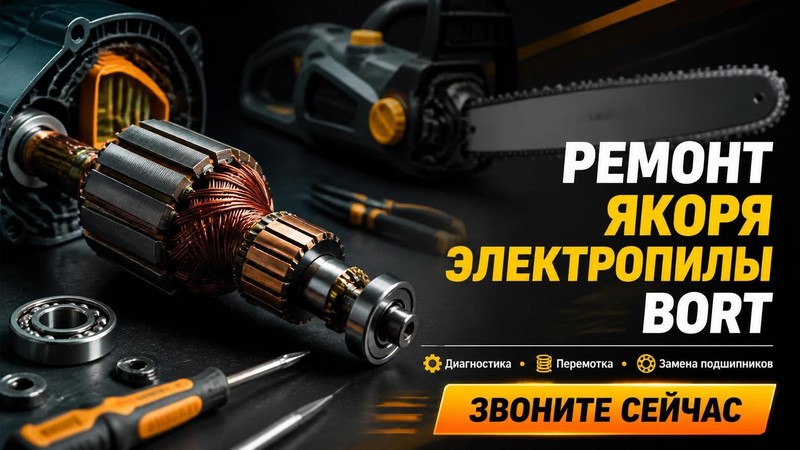 Ремонт якоря электропилы BORT