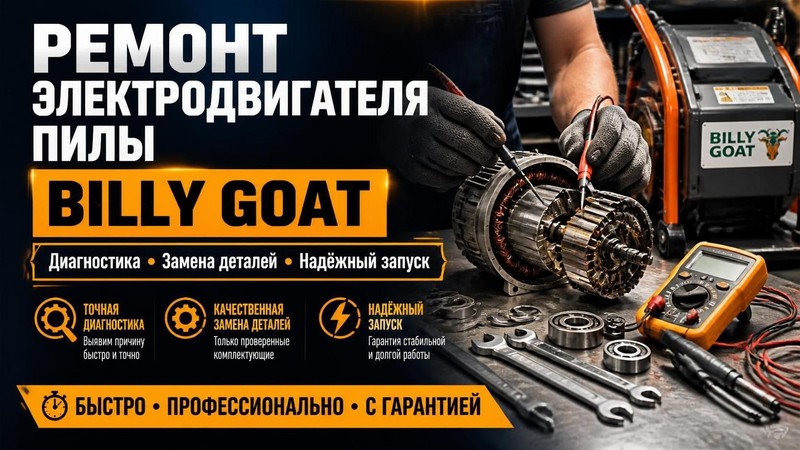 Ремонт электродвигателя пилы Billy Goat