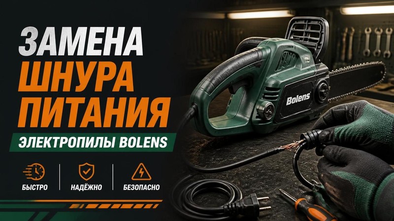 Замена шнура питания в электропиле Bolens