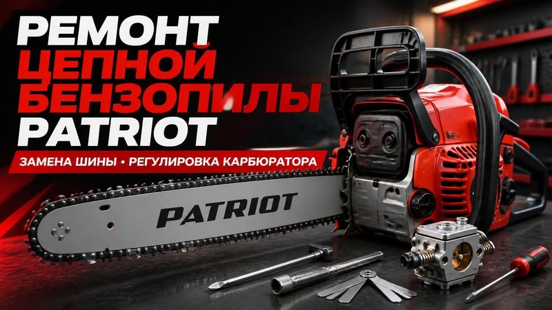 Ремонт цепной бензопилы PATRIOT: замена шины и регулировка карбюратора