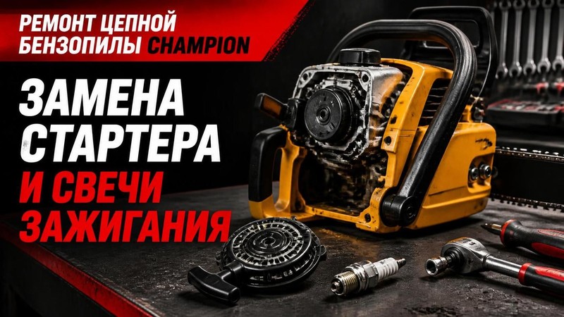 Ремонт цепной бензопилы CHAMPION: замена стартера и свечи зажигания