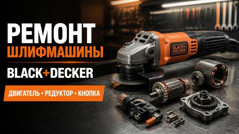 Ремонт шлифмашины BLACK+DECKER: двигатель, редуктор, кнопка — Виктор, фото
