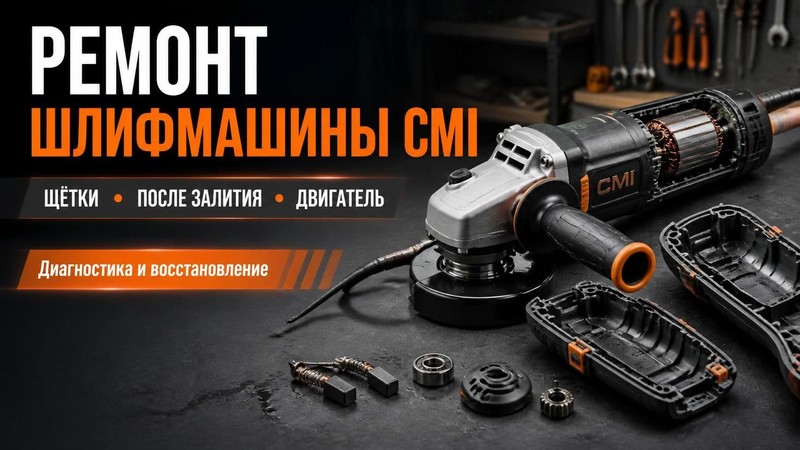 Ремонт шлифмашины CMI: щётки, после залития, двигатель — Виктор, фото