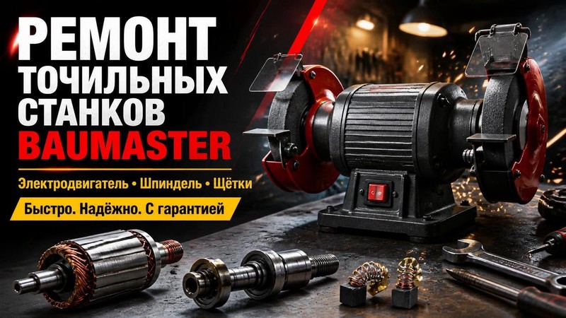 Ремонт точильных станков BauMaster: электродвигатель, шпиндель, щётки — Дмитрий, фото