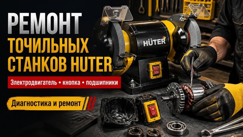 Ремонт точильных станков Huter: электродвигатель, кнопка, подшипники — Михаил, фото