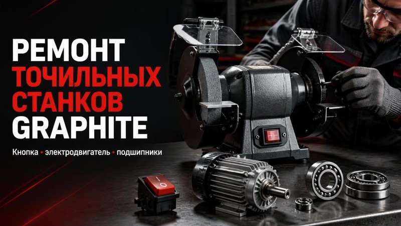 Ремонт точильных станков GRAPHITE: кнопка, электродвигатель, подшипники — Сергей, фото