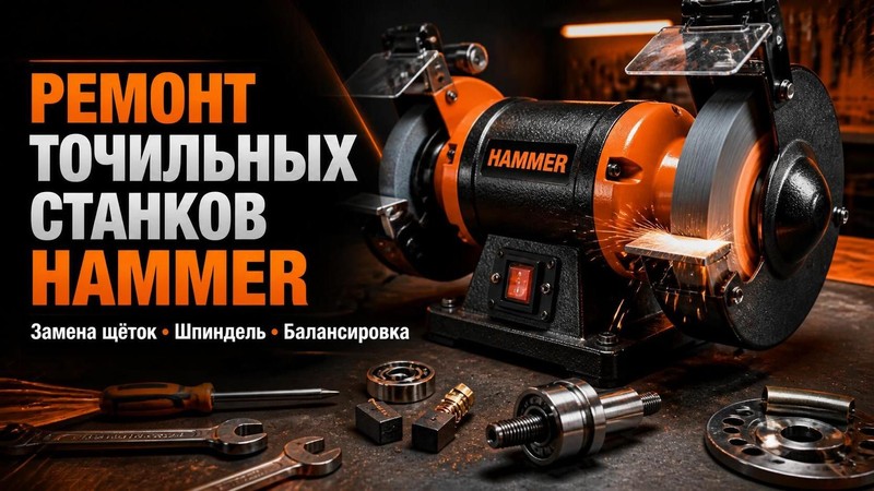 Ремонт точильных станков Hammer: замена щёток, шпиндель, балансировка — Олег, фото