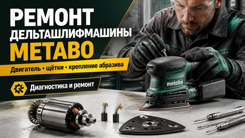Ремонт дельташлифмашины METABO: двигатель, щётки, крепление абразива — Дмитрий, фото