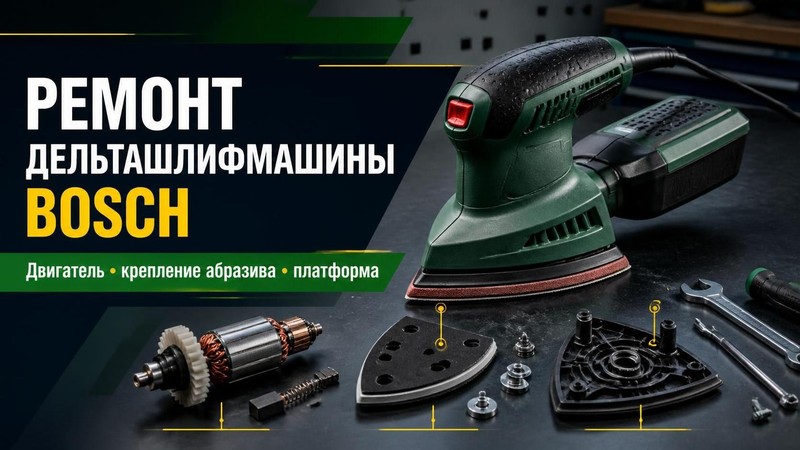Ремонт дельташлифмашины Bosch: двигатель, крепление абразива, платформа — Олег, фото